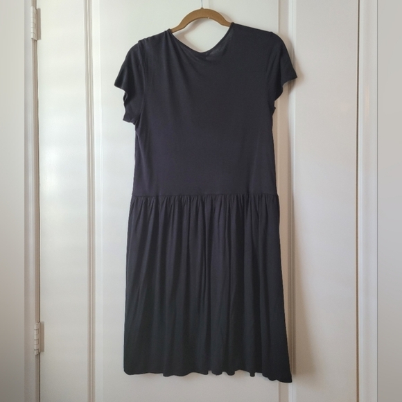NWT Black Button Front Vneck Dress Soft Jersey Small - Picture 3 of 5